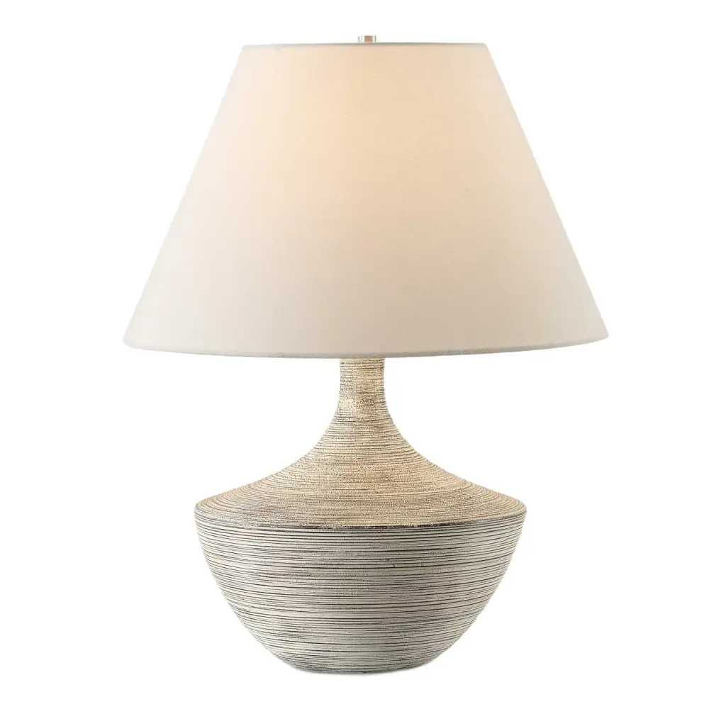 Distressed Modern Ribbed Ceramic Linen Table Lamp