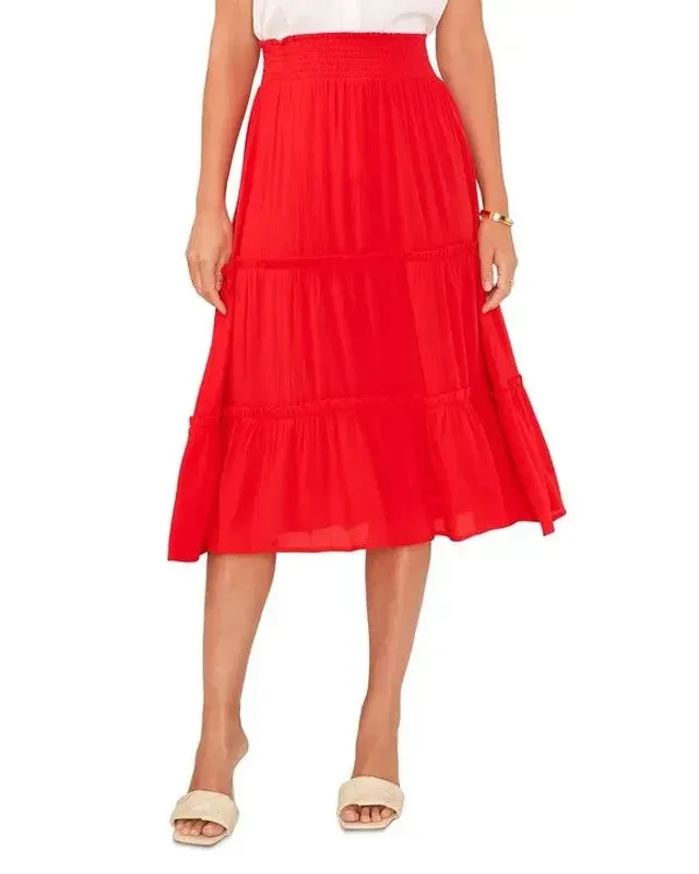 Tiered Smocked Pull On Skirt