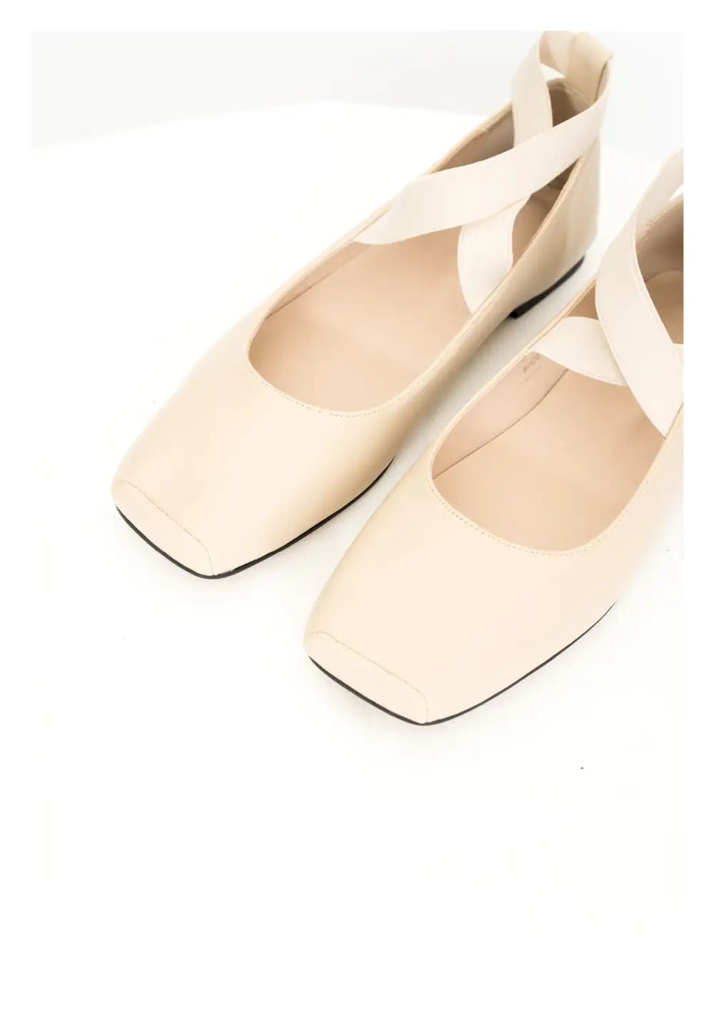 Balanced Faux Leather Square Toe Ballet Flats