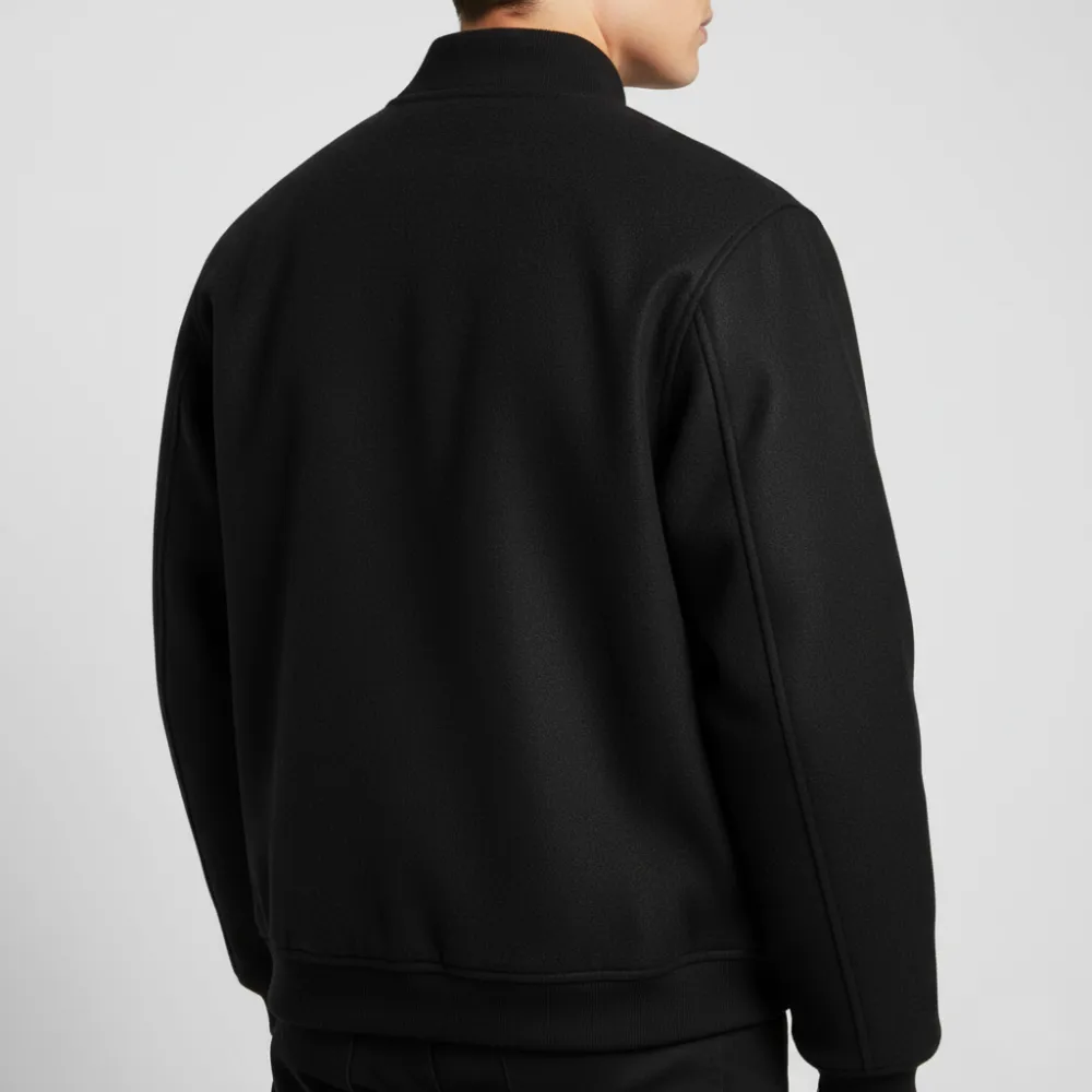 Minimal Wool Letterman Jacket