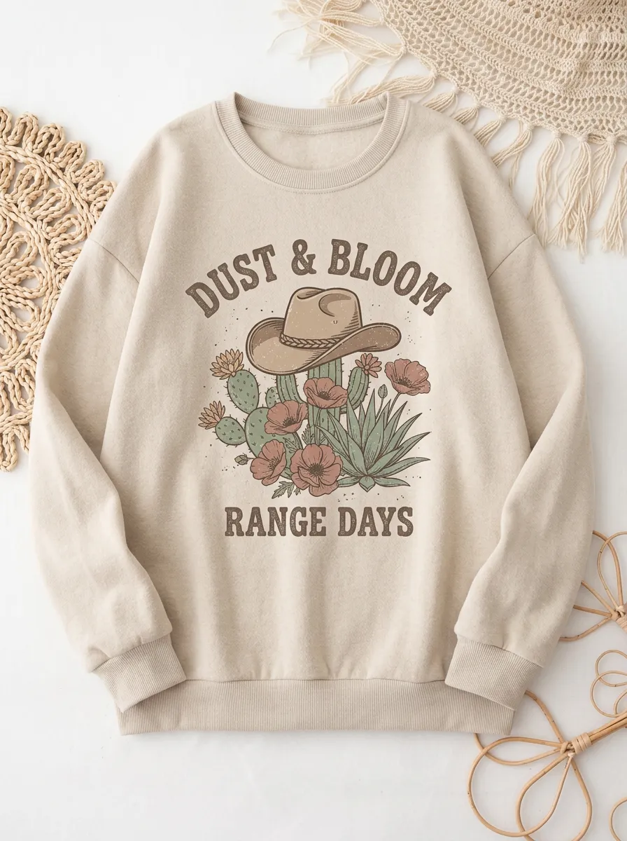 Desert-Inspired Cactus Western Graphic Sweatshirt