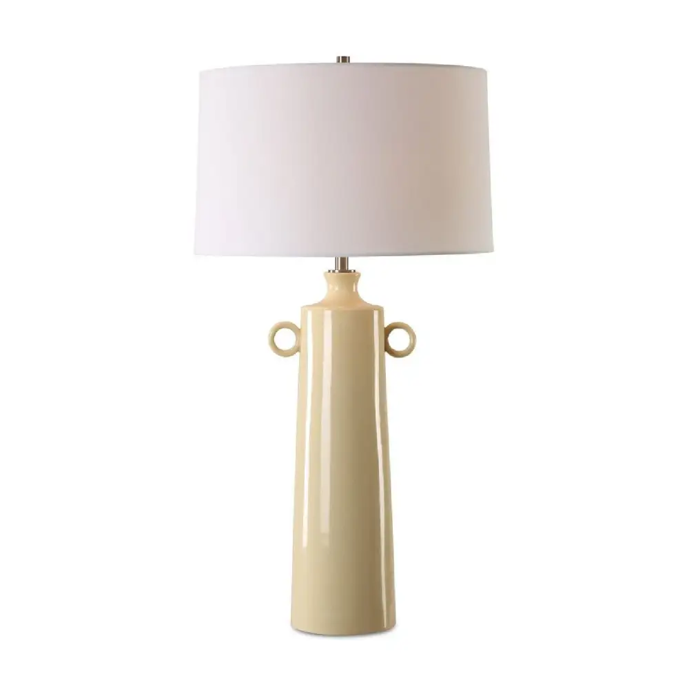 Crackle Tapered Drum Shade Ceramic Iron Table Lamp