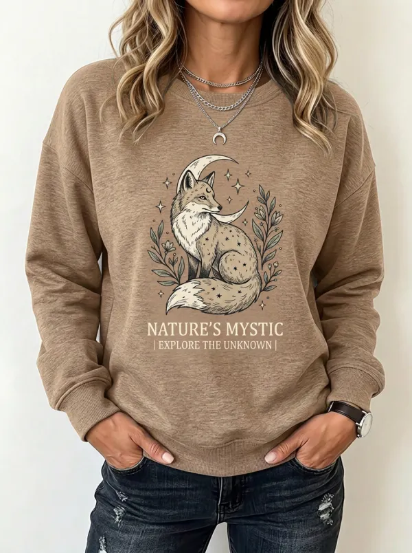 Nature Mystic Fox Moon Celestial Sweatshirt