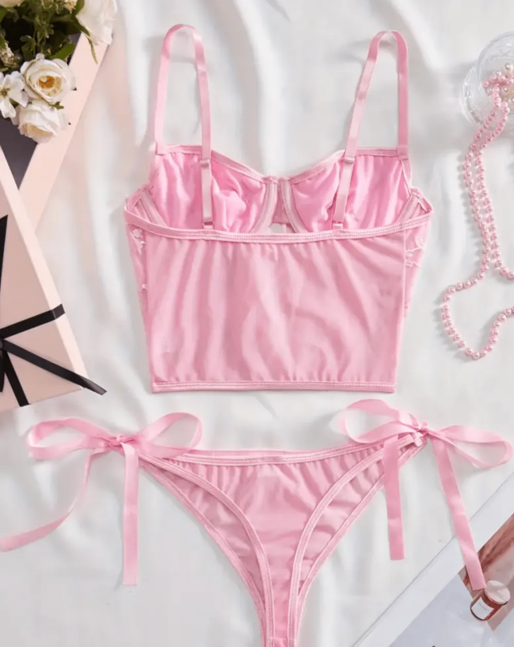 Modern Floral Corset Lingerie Set