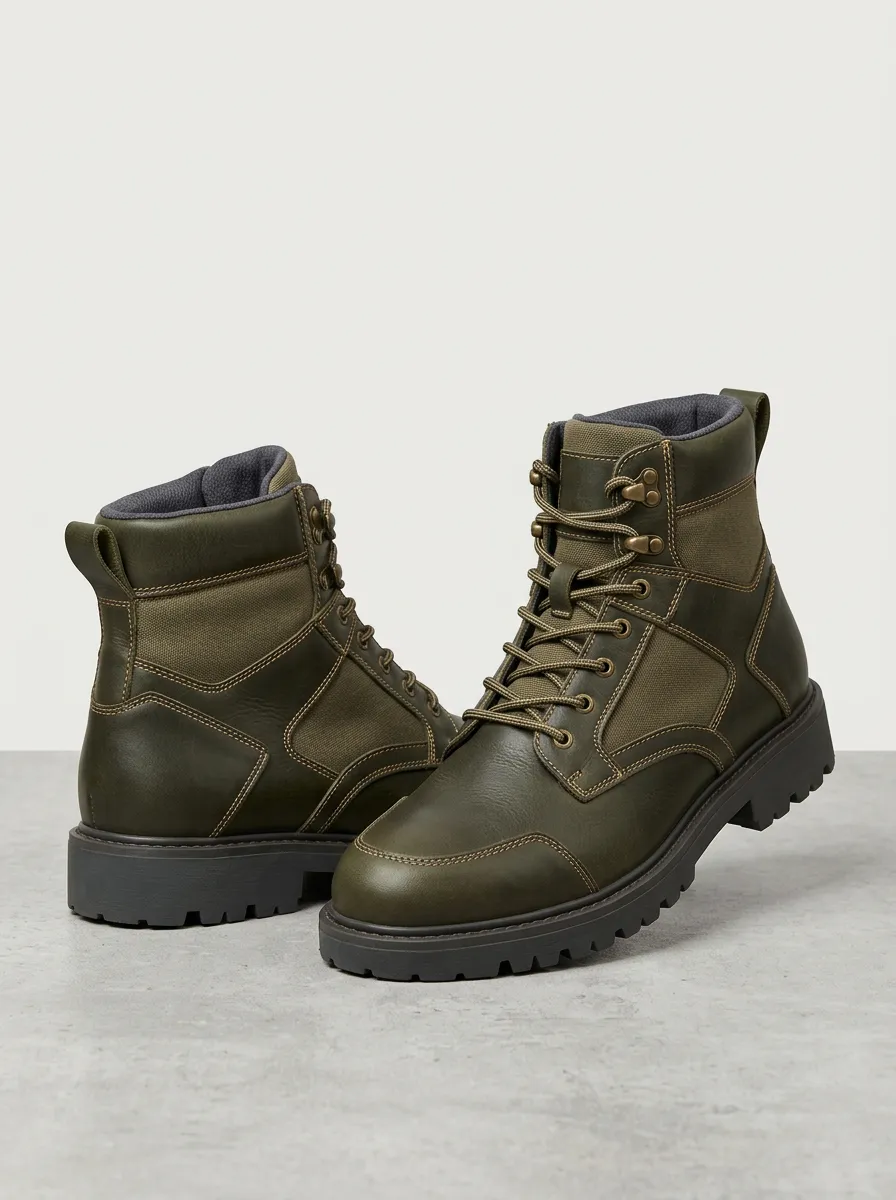 Unisex Tactical Leather Print Work Boots