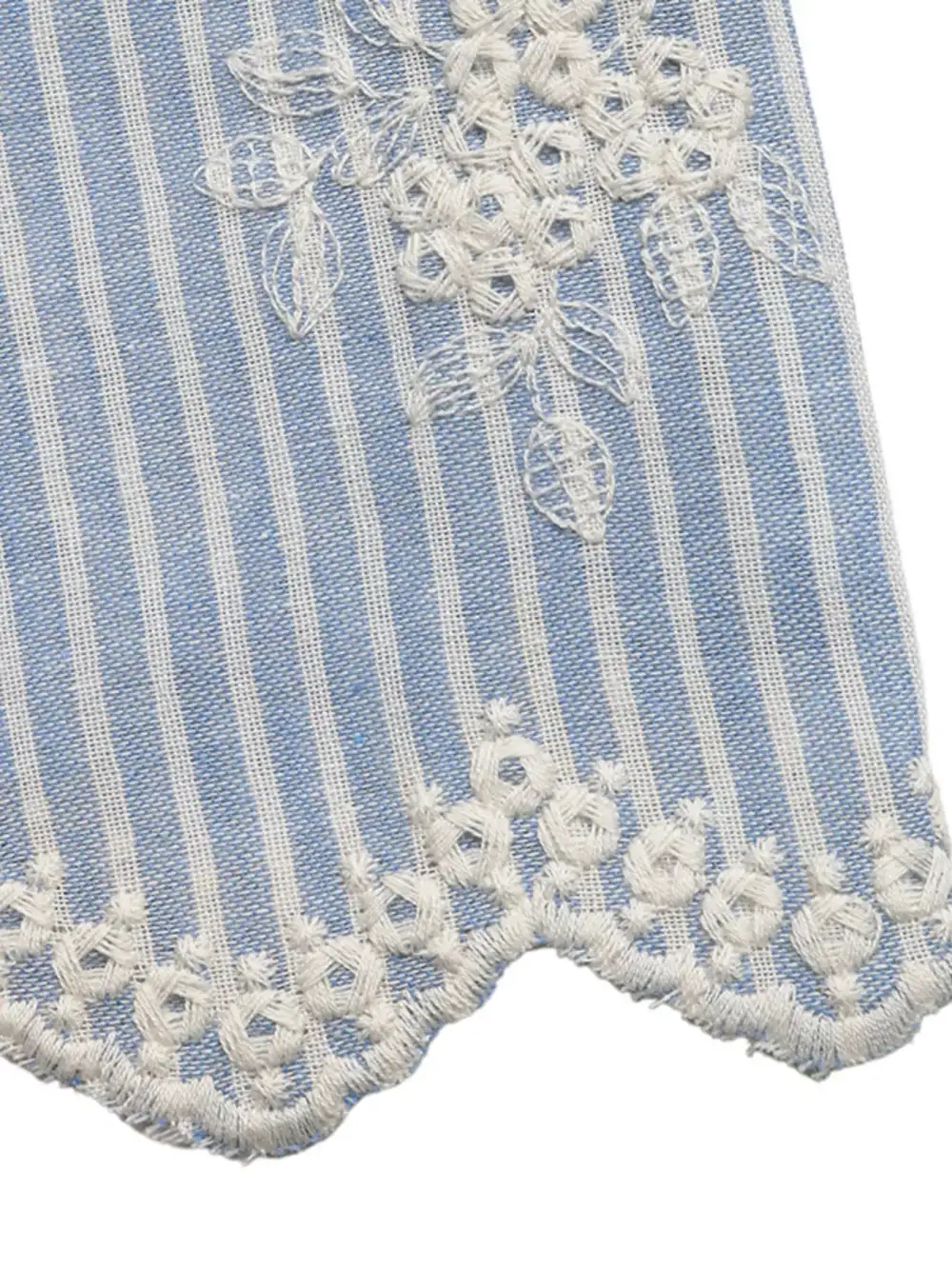 Striped Embroidered Ruffle Sleeve Blouse