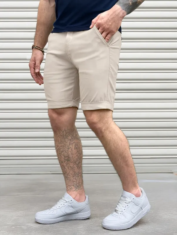Beige Stretch Shorts