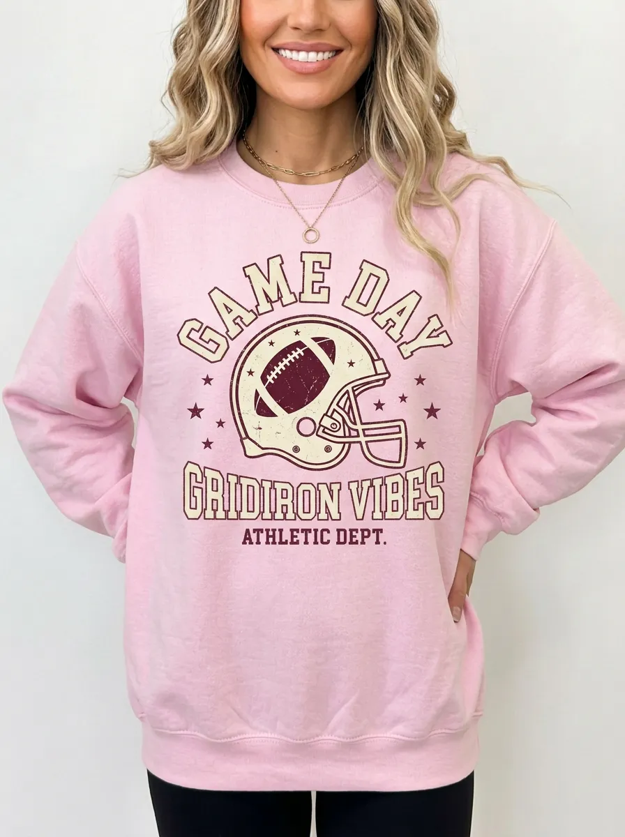 Women's Football Game Day Gridiron Helmet Graphic Sweatshirt