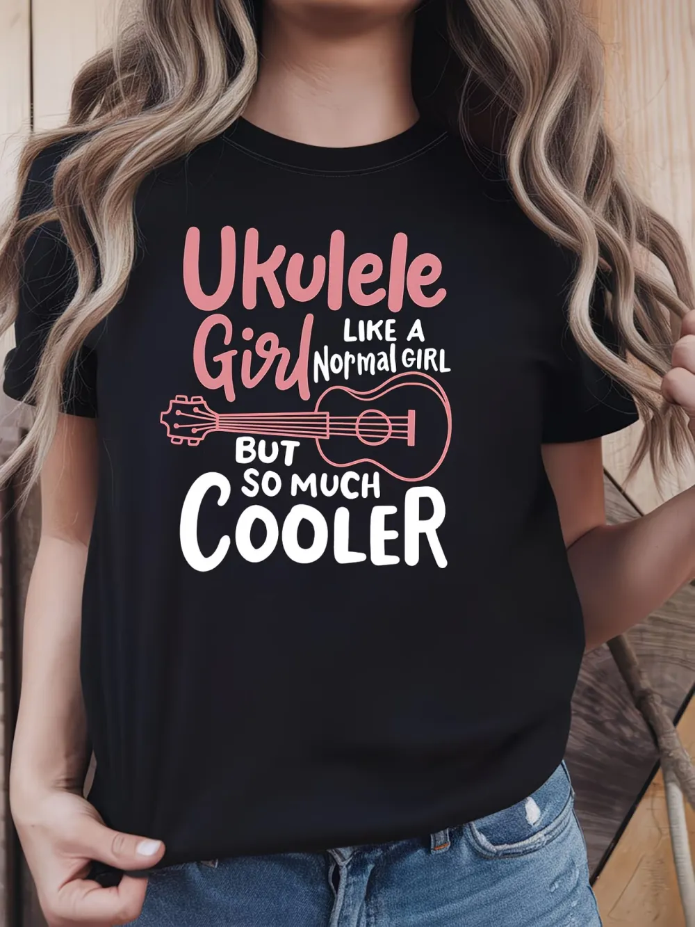 Ukulele Printed Short Sleeve T-Shirt