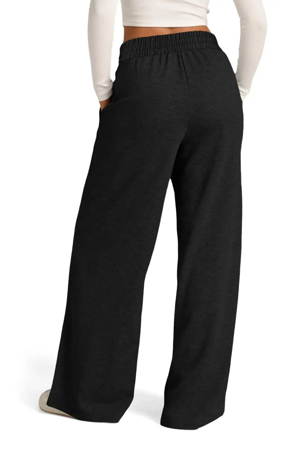 Relaxed Drawstring Elastic Waist Wide Leg Pants