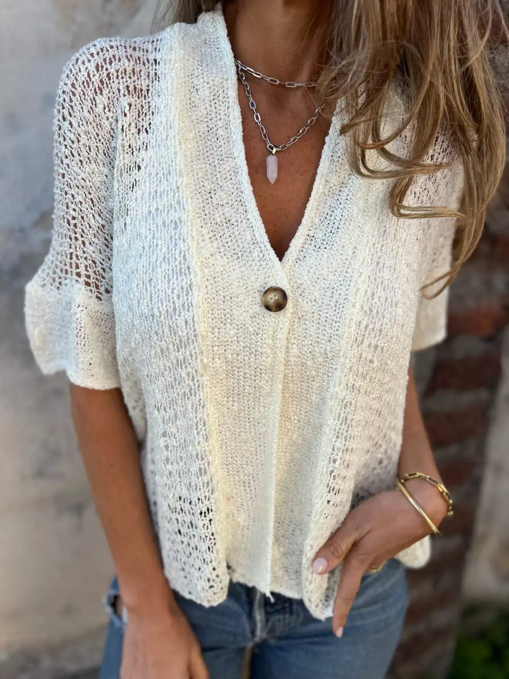 Linen Openwork Cardigan