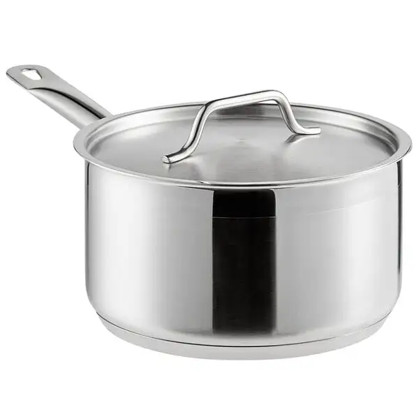 Space-Saving Stainless Steel Sauce Pan with Aluminum Clad Bottom and Cover