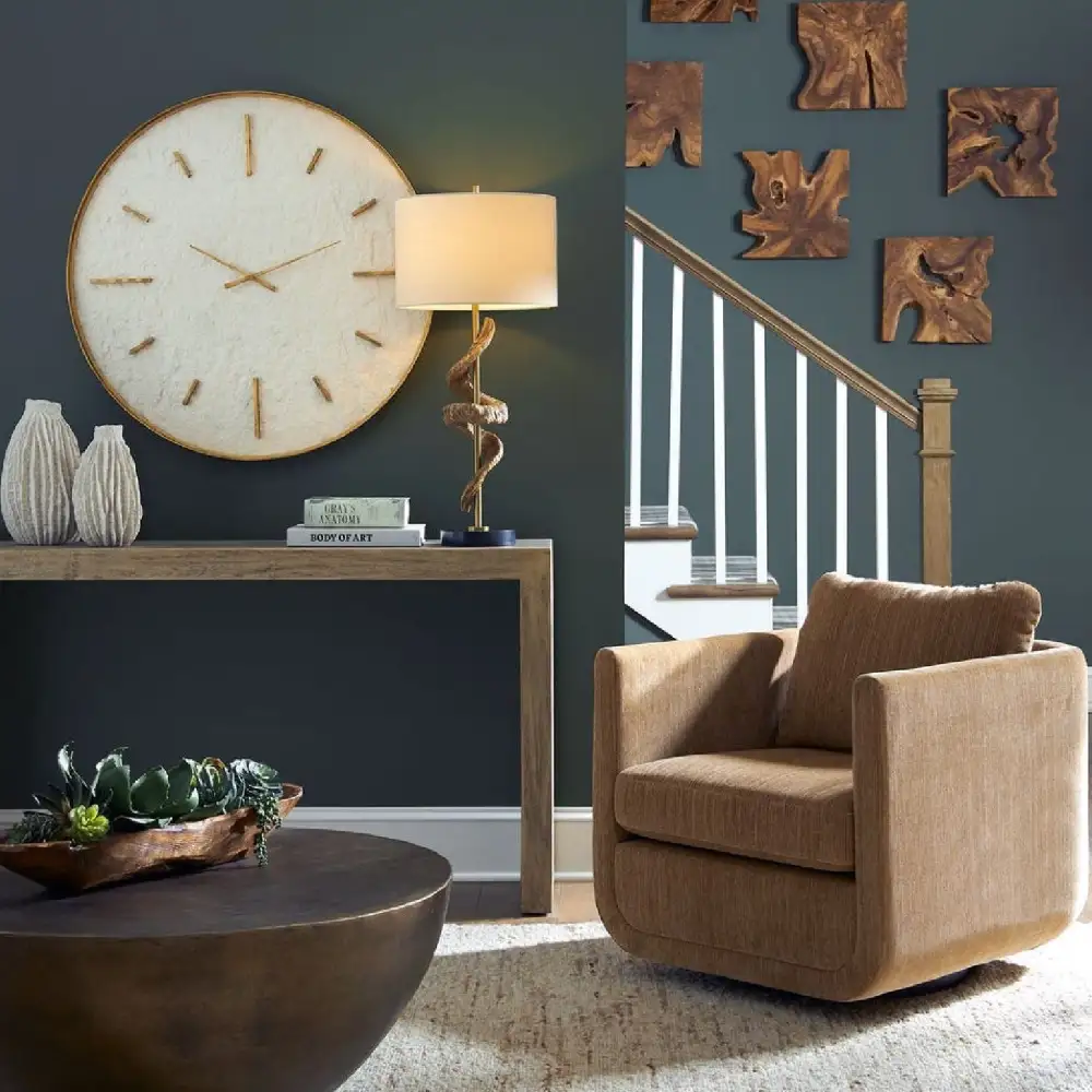 Chenille Rounded Swivel Chair