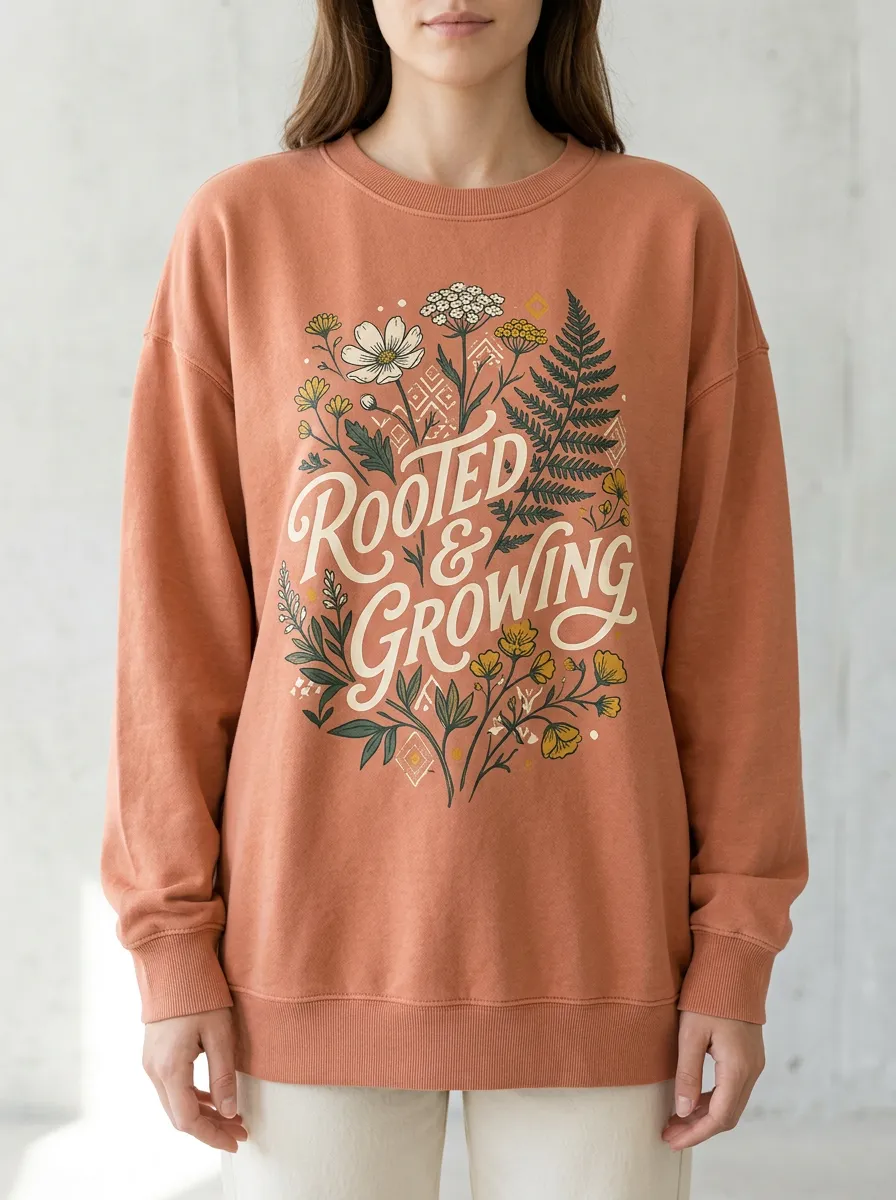 Rooted And Growing Botanical Floral Sweatshirt
