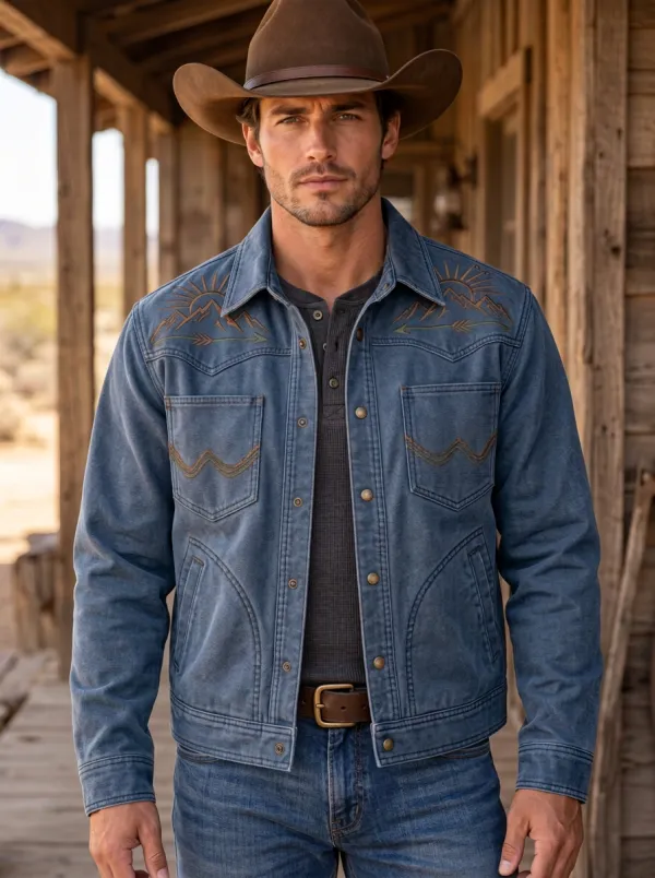 Western Trail Mountain Embroidered Ranchwear Edit Men's Western Jacket