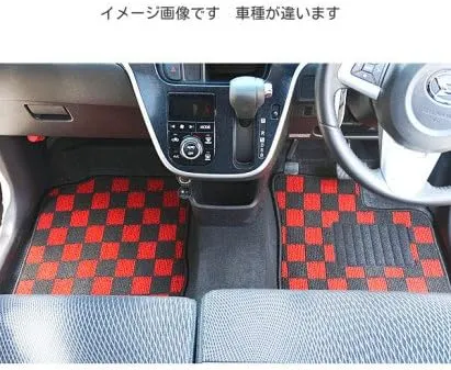 Car Floor Mats for Toyota bB 30 Series Car Floor Mats, For February 2012 - December 2007 Only, Checkered, Red and Black