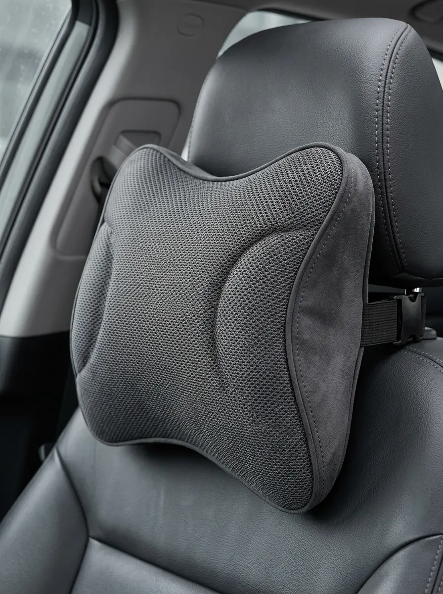 Neck-Support Mesh Suede-Look Ergonomic-Style Car Neck Support Pillow