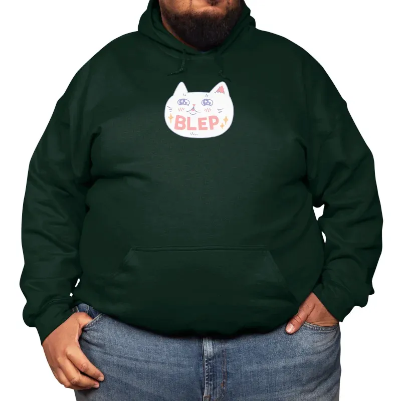 Men's Casual Cartoon Cat-Print Long-Sleeved Hooded Hoodie