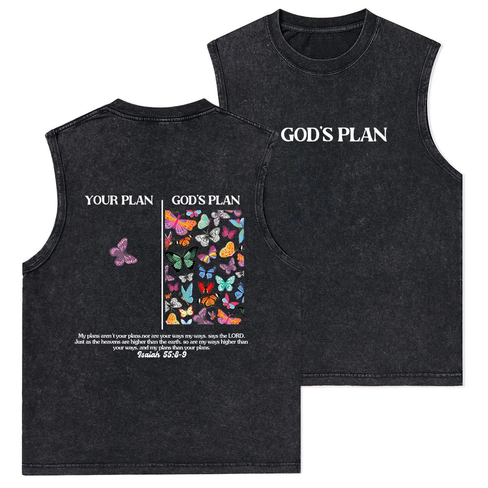Your Plan And God's Plan Christian Washed Sleeveless Tee