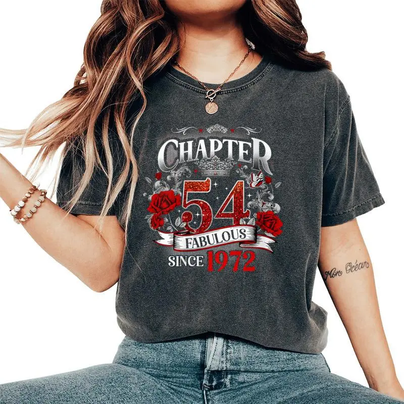 Chapter 54 Fabulous Since 1972 Roses 54th Birthday Women Women's Oversized Comfort Colors T-Shirt