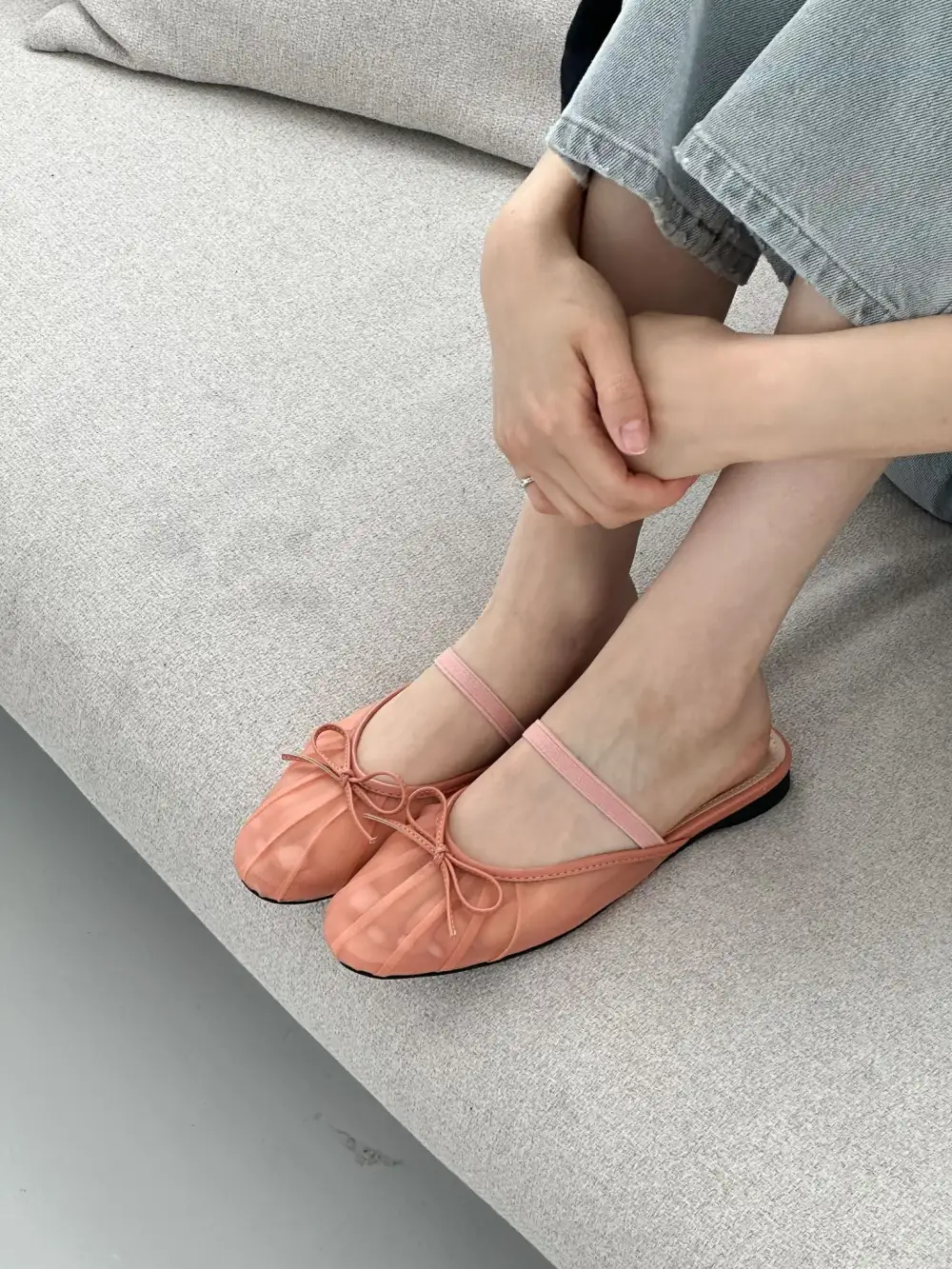 Faux Leather Mesh Slip On Mules
