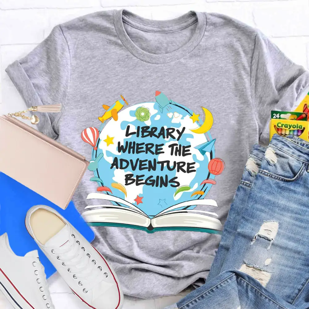 Library Where The Adventure Begins T-Shirt