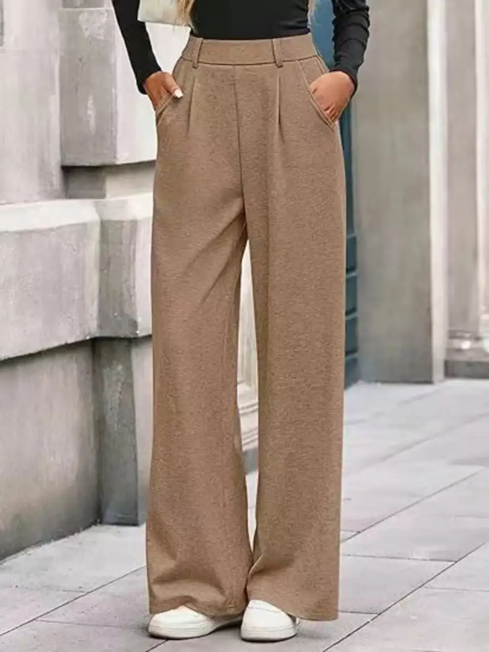 Wide Leg Pocketed Casual Pants