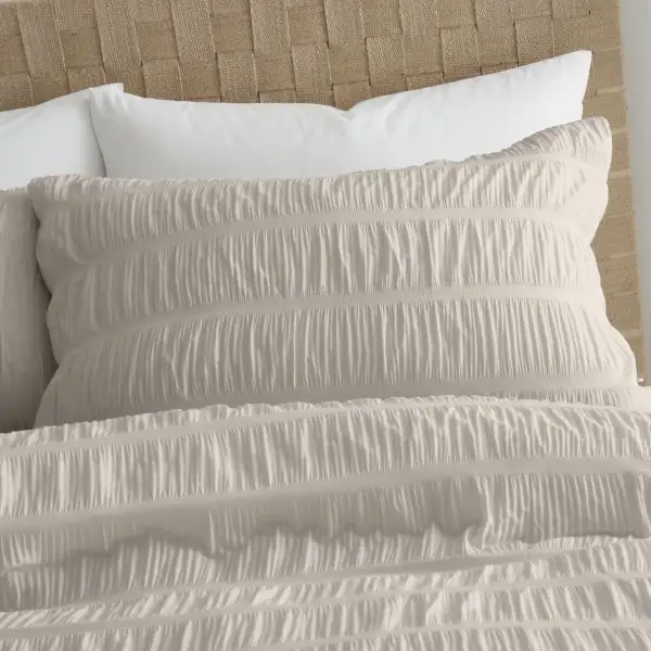 Refined Bedroom Stripe Seersucker Duvet Cover Set