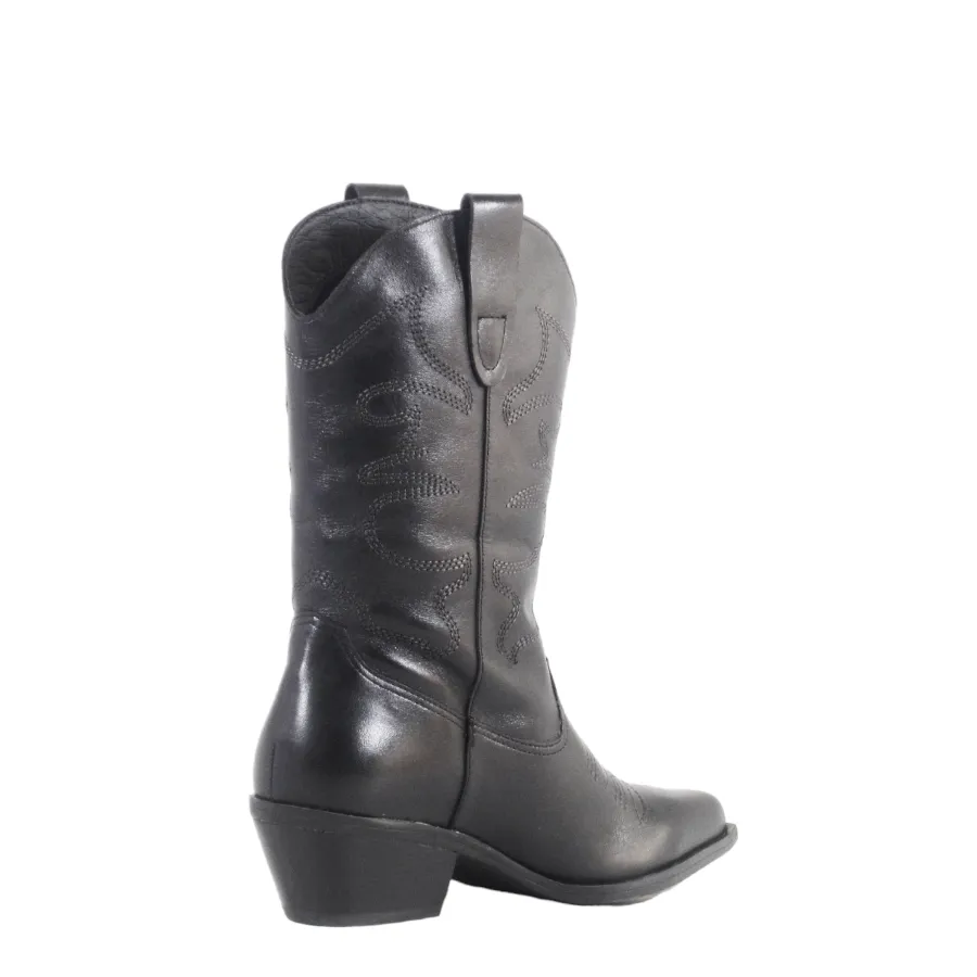 Leather Cowboy Ankle Boots