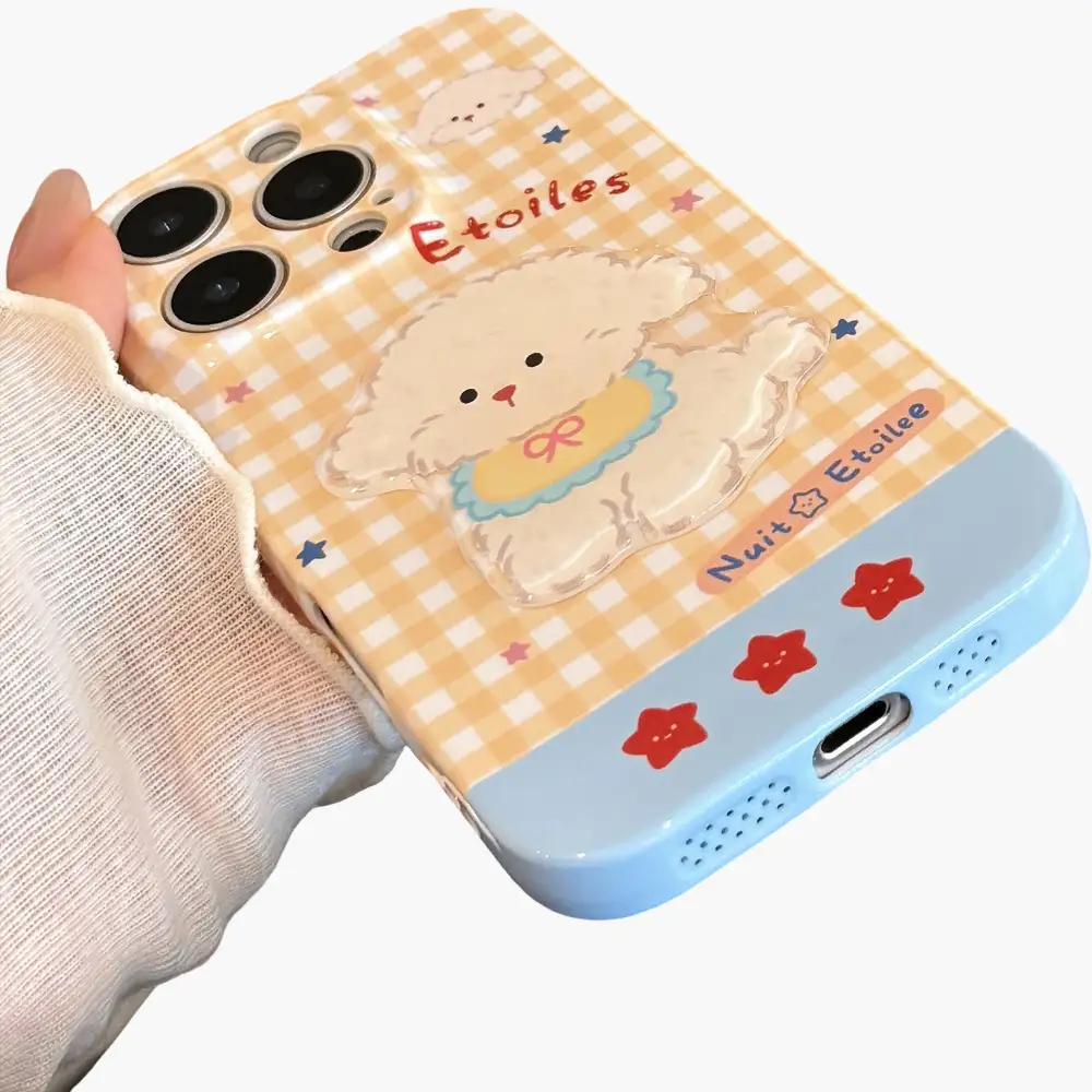 Puppy Dog Wrist Strap Beaded Wristlet Phone Case