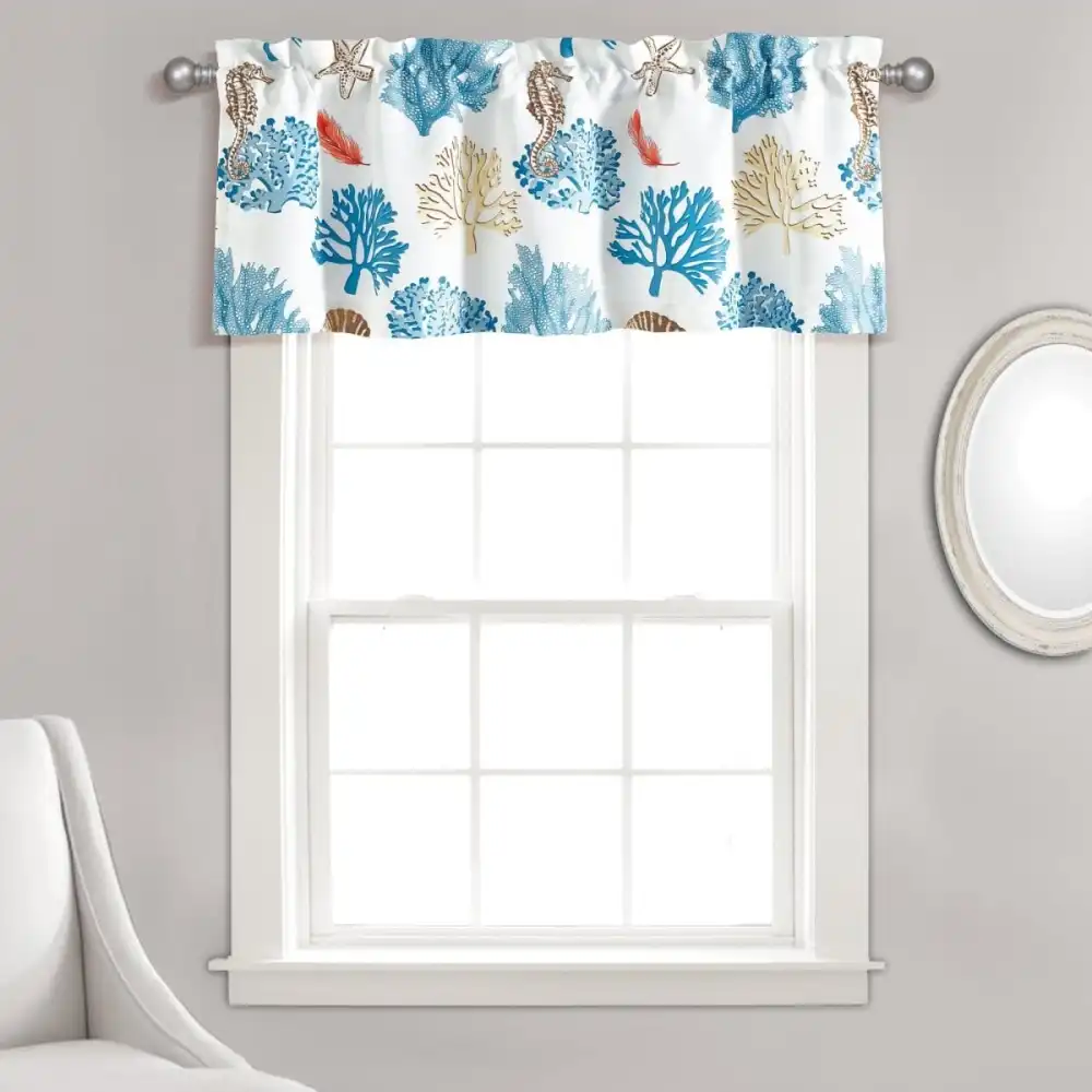 Coastal Tropical Botanical Light Filtering Rod Pocket Window Valance