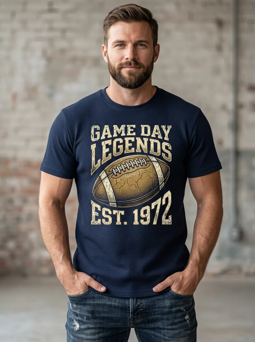 Men's Football Lover Game Day Legends 1972 Printed T-shirt