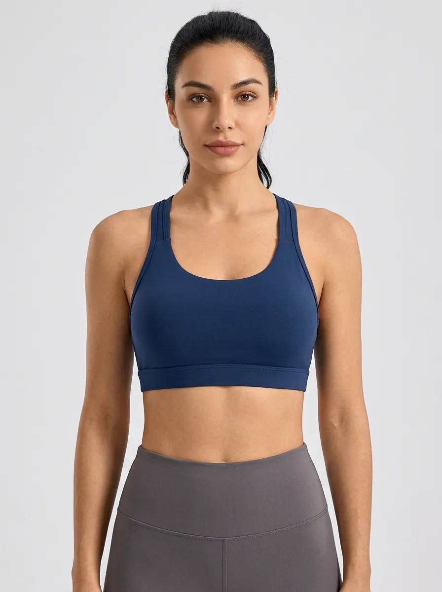 Women's Printed Solid Color Crisscross Back Active Bra