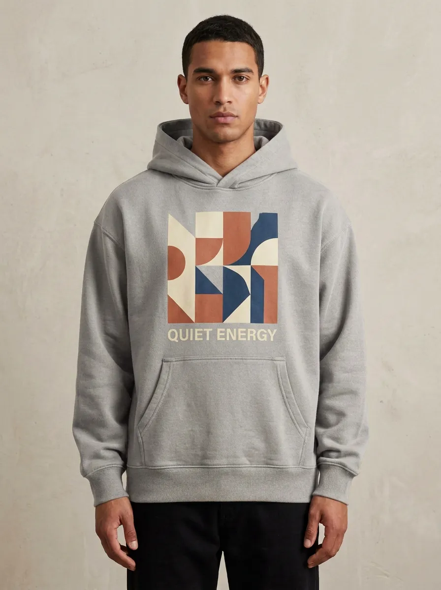 Clean-Lined Quiet Energy Geometric Abstract Hoodie
