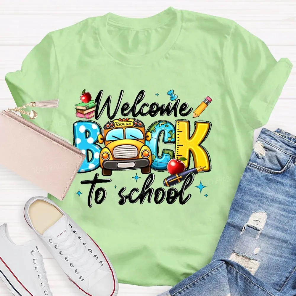 Welcome Back To School  Graphic  School  Bus  Teacher T-Shirt