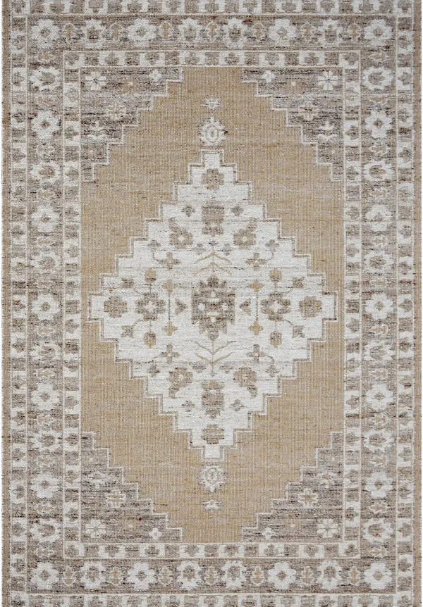 Artisan Flatweave Floral Medallion Wool Jute Runner Rug