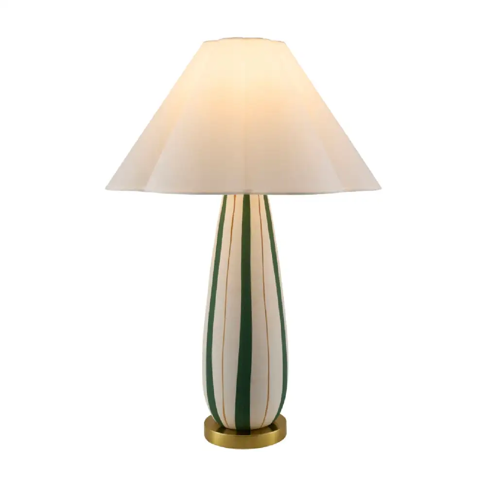Striped Ceramic Metal Iron Table Lamp