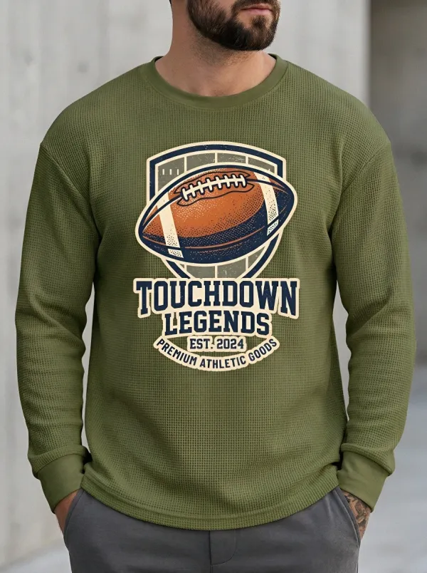 Men's American Football Touchdown Legends Printed Waffle Sweatshirt