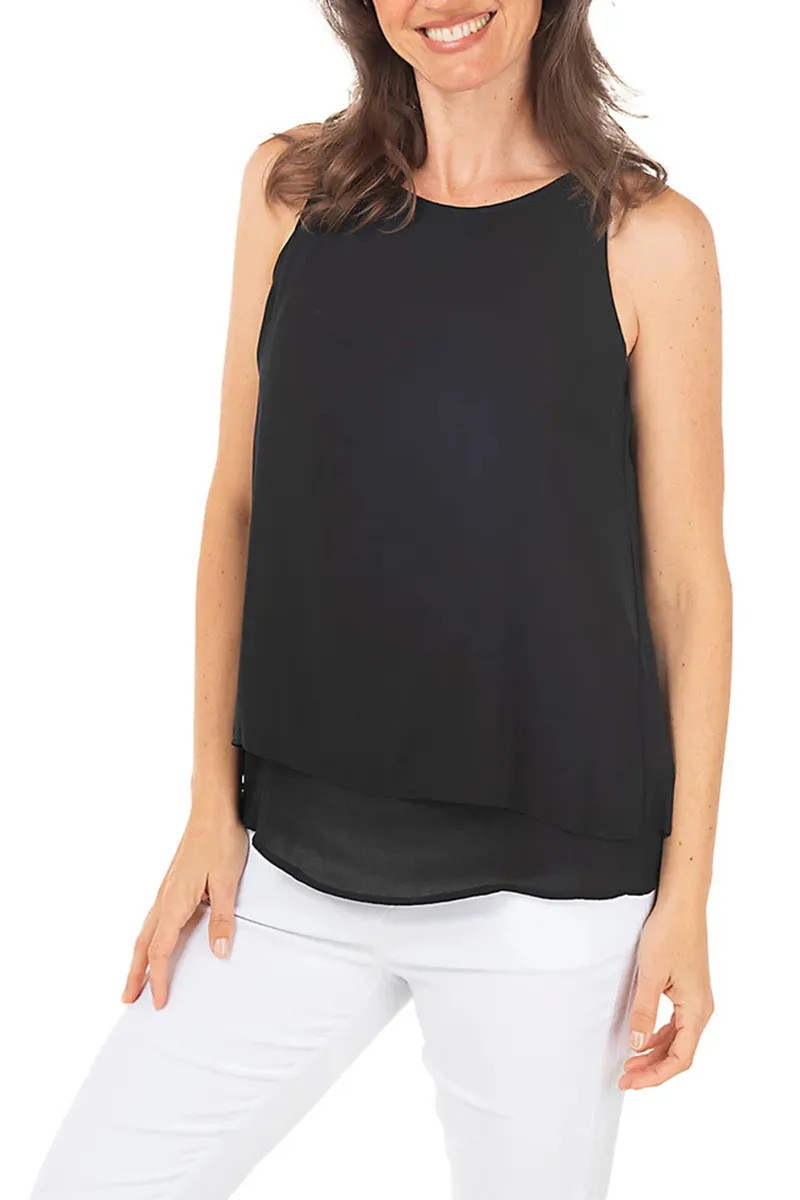 Petite Draped Overlay Sleeveless Blouse