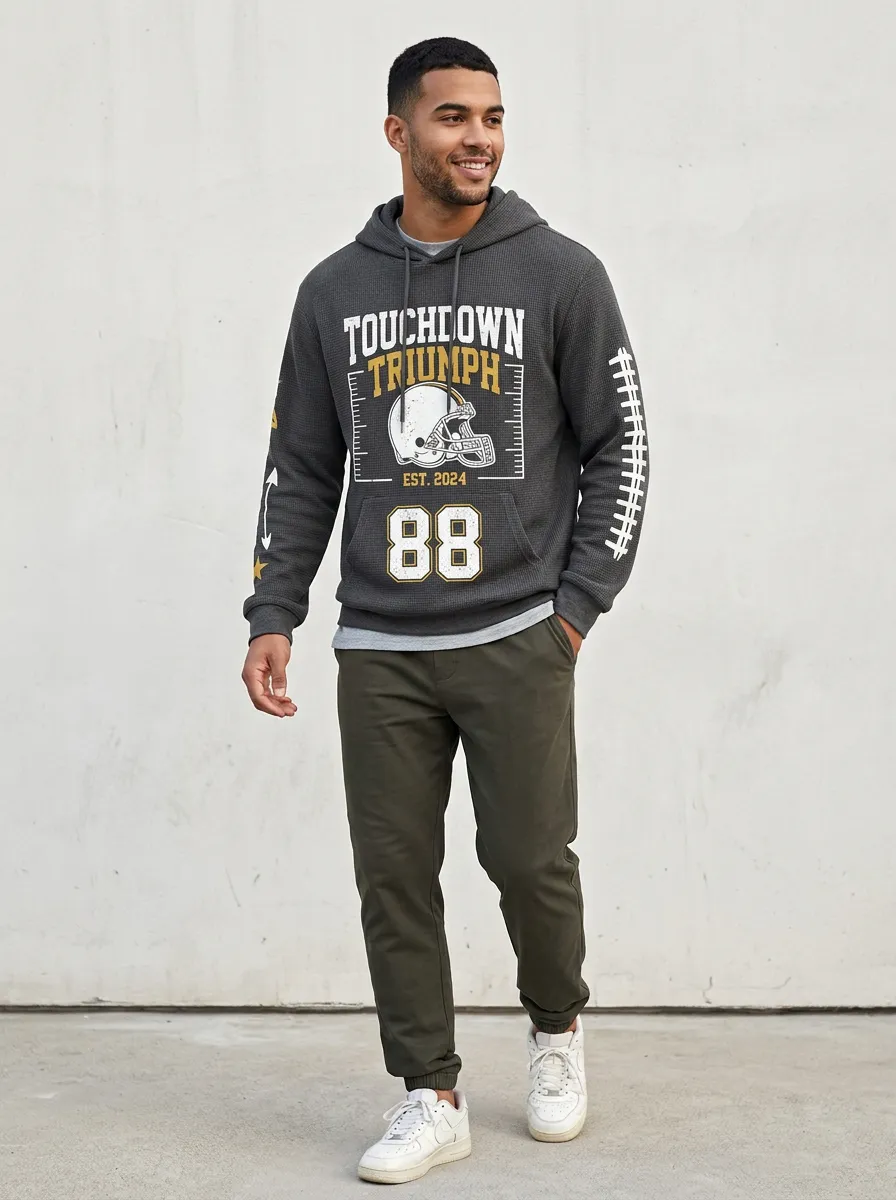 Men's American Football Helmet Touchdown 88 Printed Hoodie
