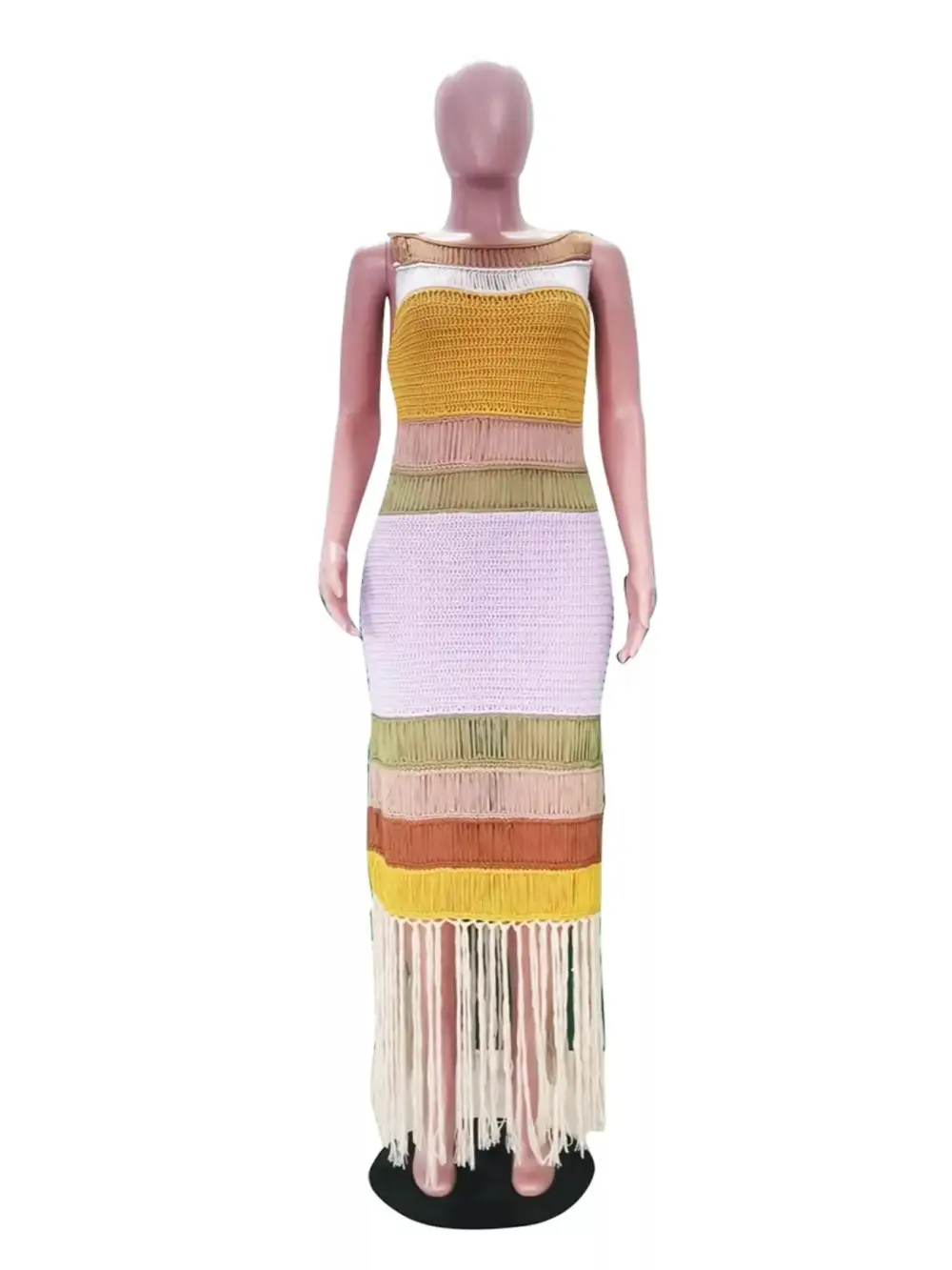 Knit Color-Block Maxi Dress
