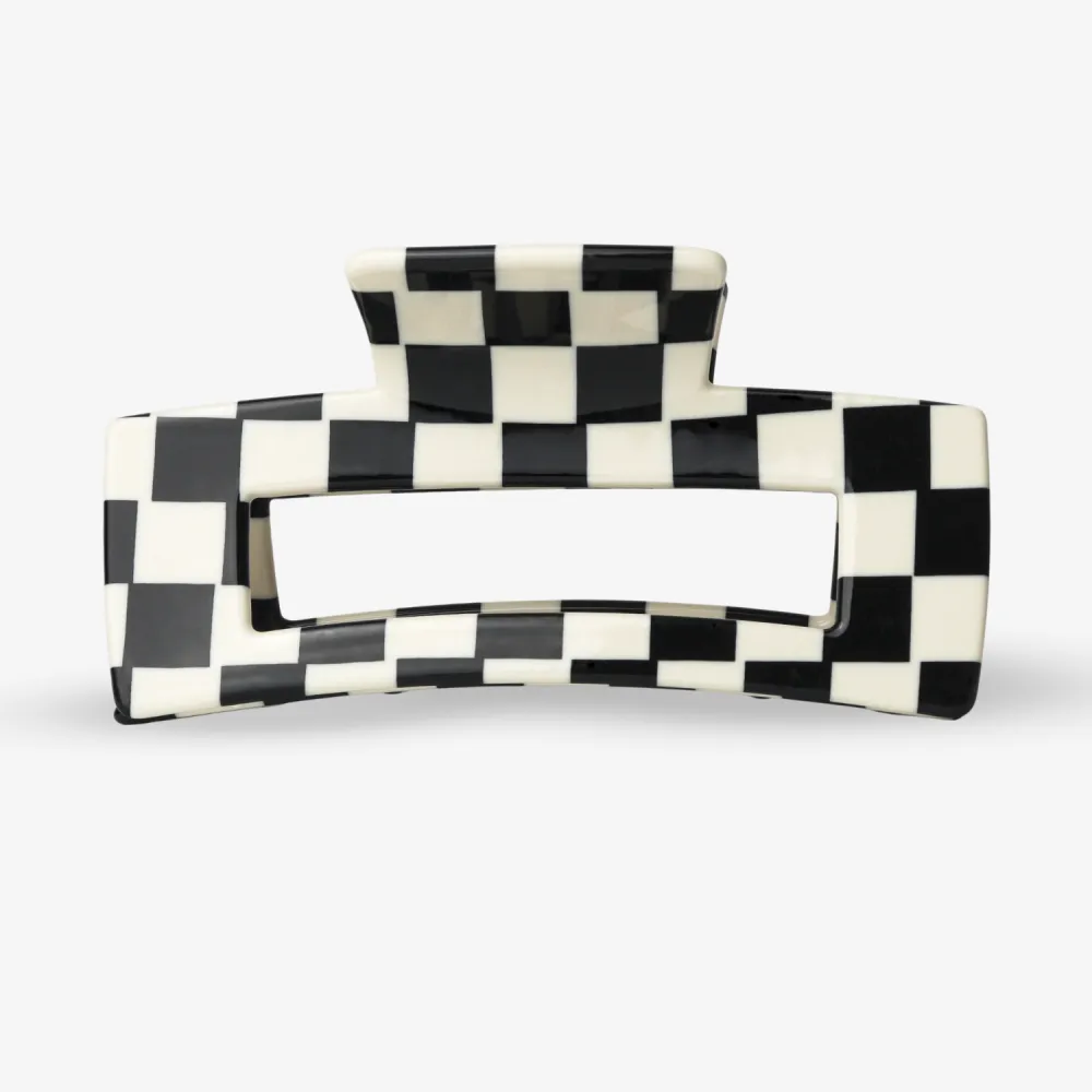Rippled Rounded Checkered Pattern Hair Clip