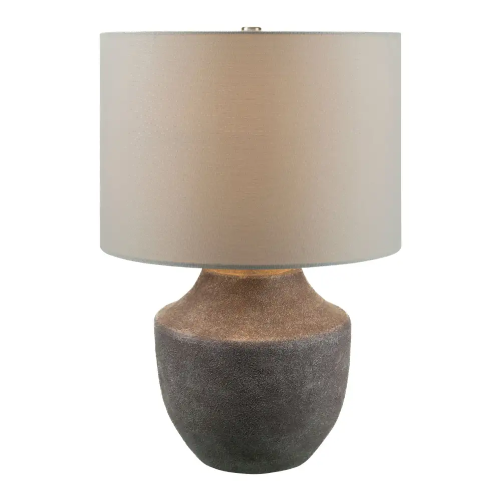 Linen Shade Metal Linen Stone Table Lamp