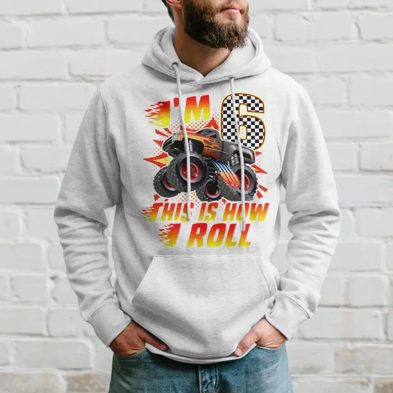 I'm 6 This Is How I Roll Monster Truck Car 6Th Birthday Boys Hoodie