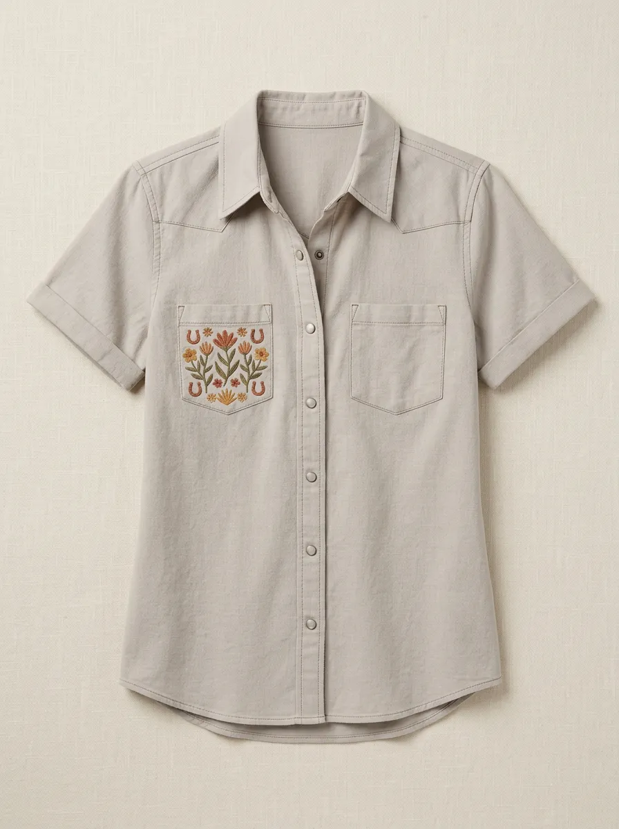Cowgirl Floral Western Short Sleeve Shirt