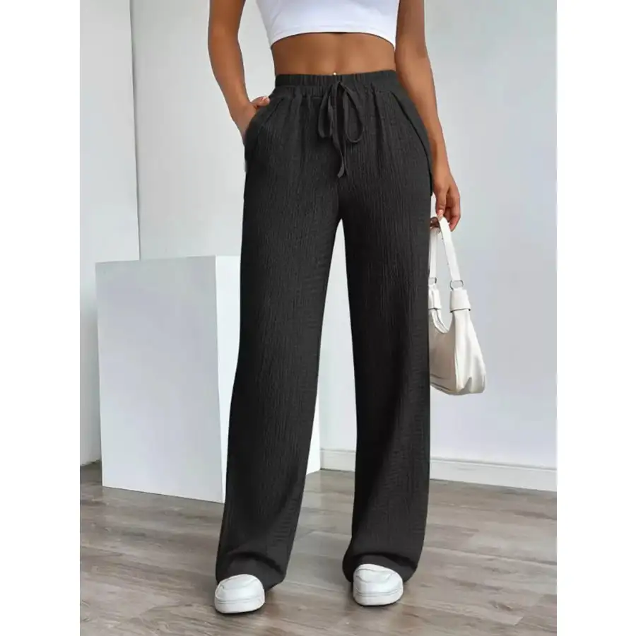Texture Wide Leg Pants