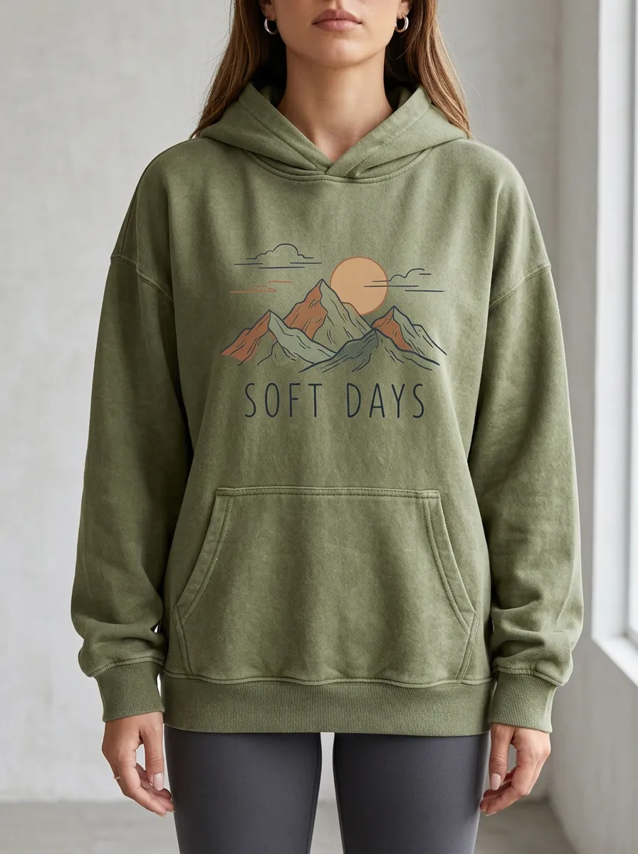 Nature Soft Days Mountain Sunset Hoodie