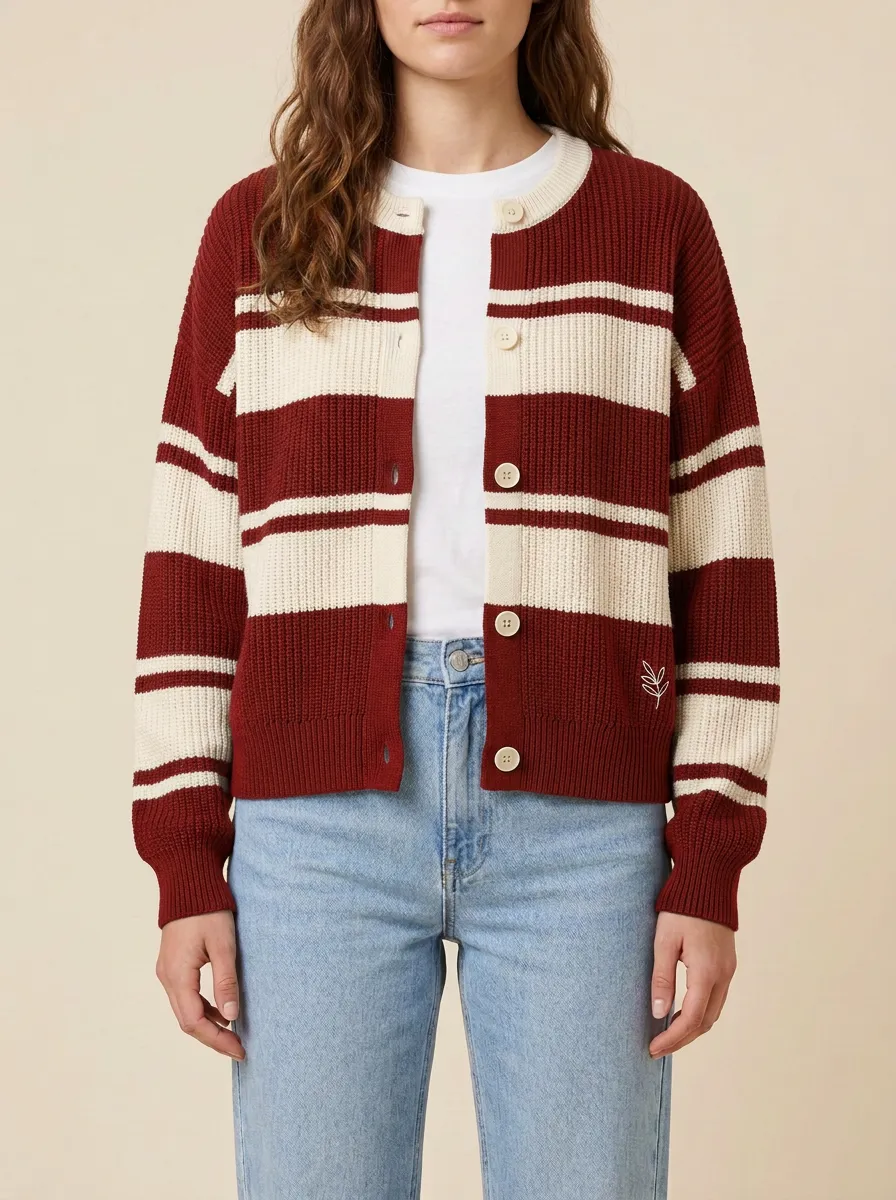 Everyday Knit Rugby Striped Knit Cardigan