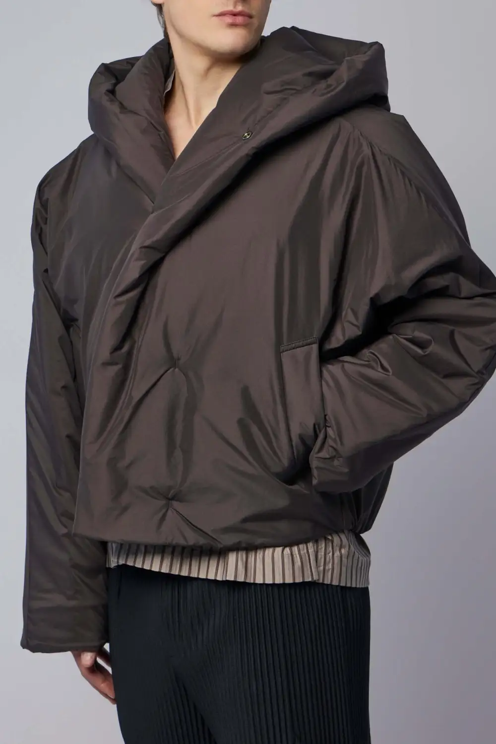 Hooded High-Collar Coat