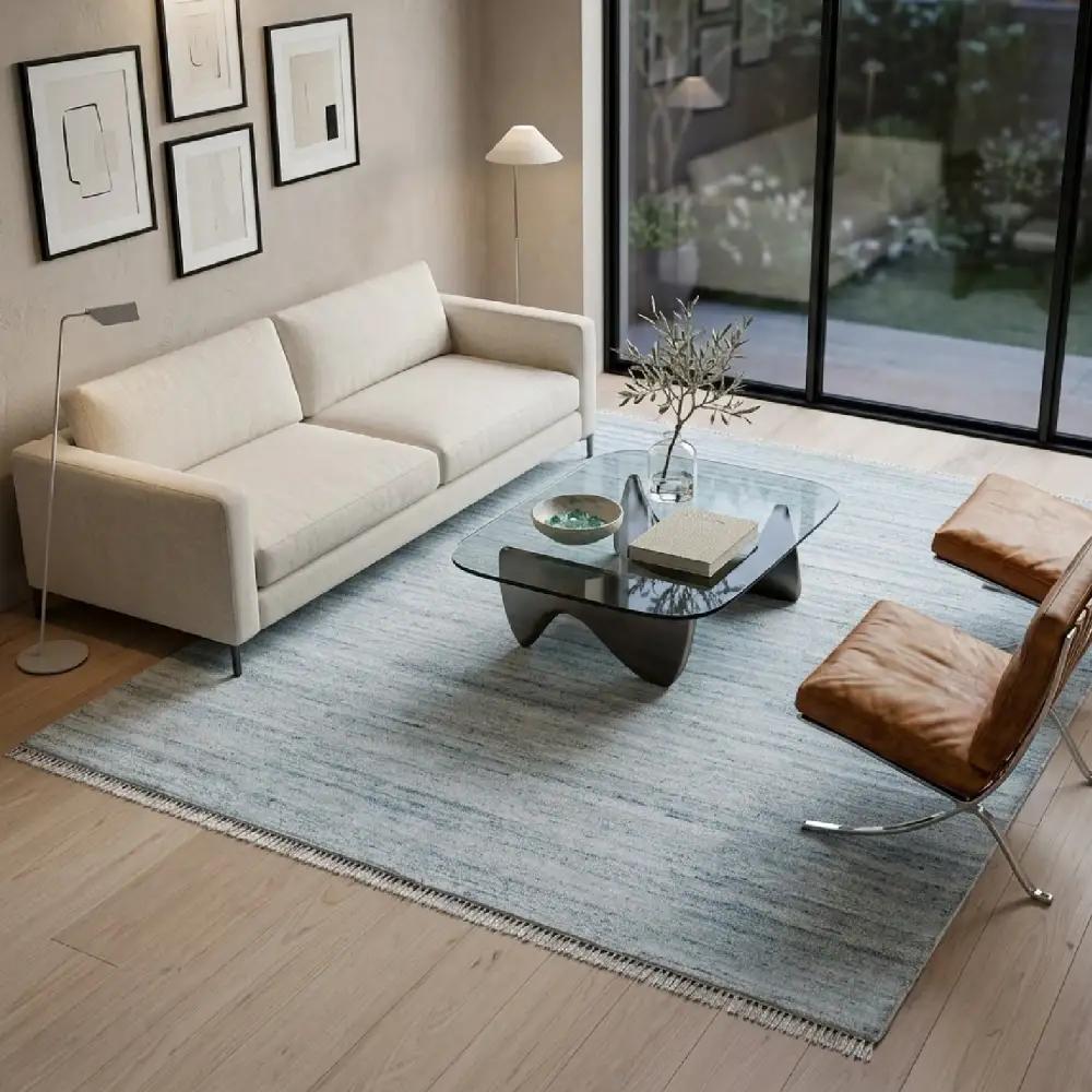 Hand-Knotted Wool Fringed Carpet